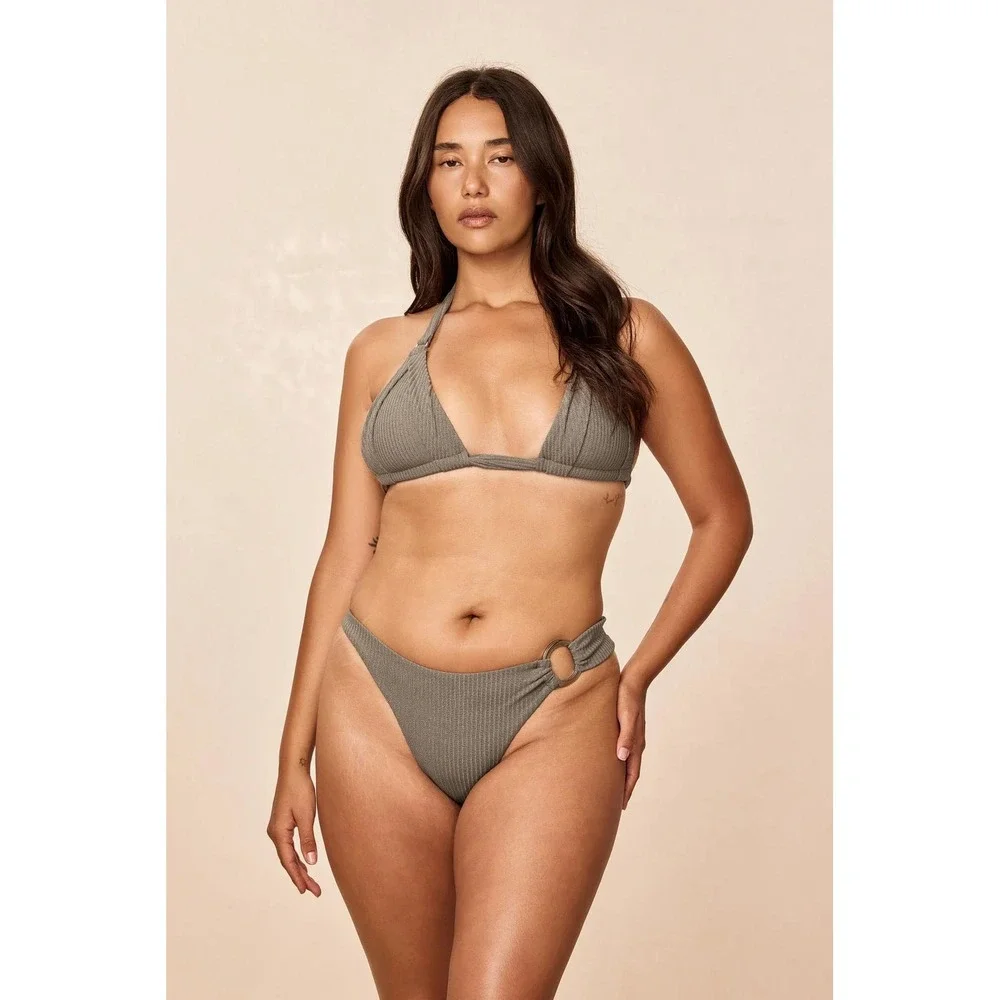 Monday Swimwear Bronte Bottom Stone Crinkle Size Large New With Tags